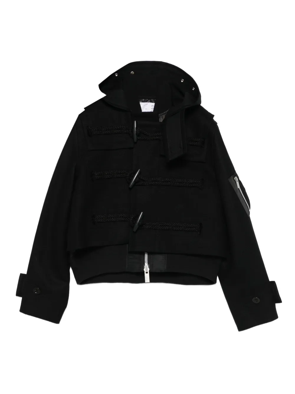 Sacai Jack met capuchon en houtje-touwtje-sluiting Zwart