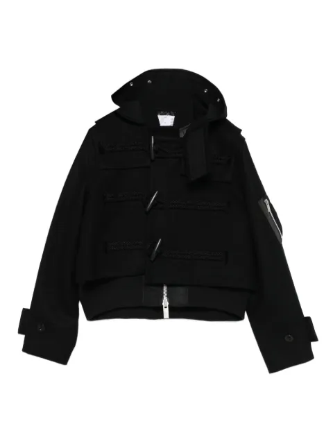 sacai hooded toggle-fastening jacket