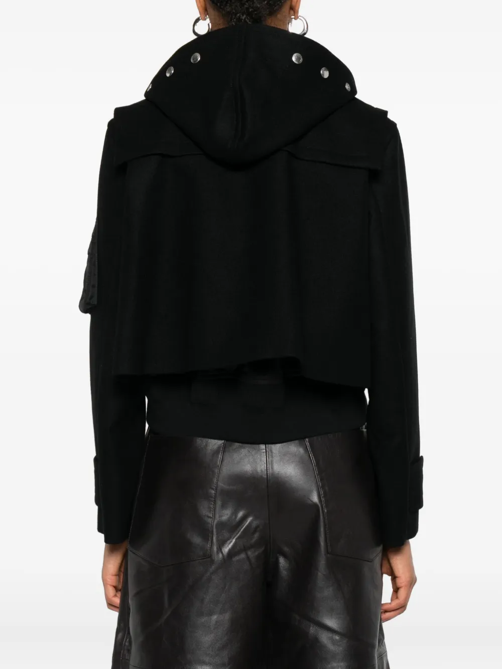 sacai Jack met capuchon en houtje-touwtje-sluiting Zwart