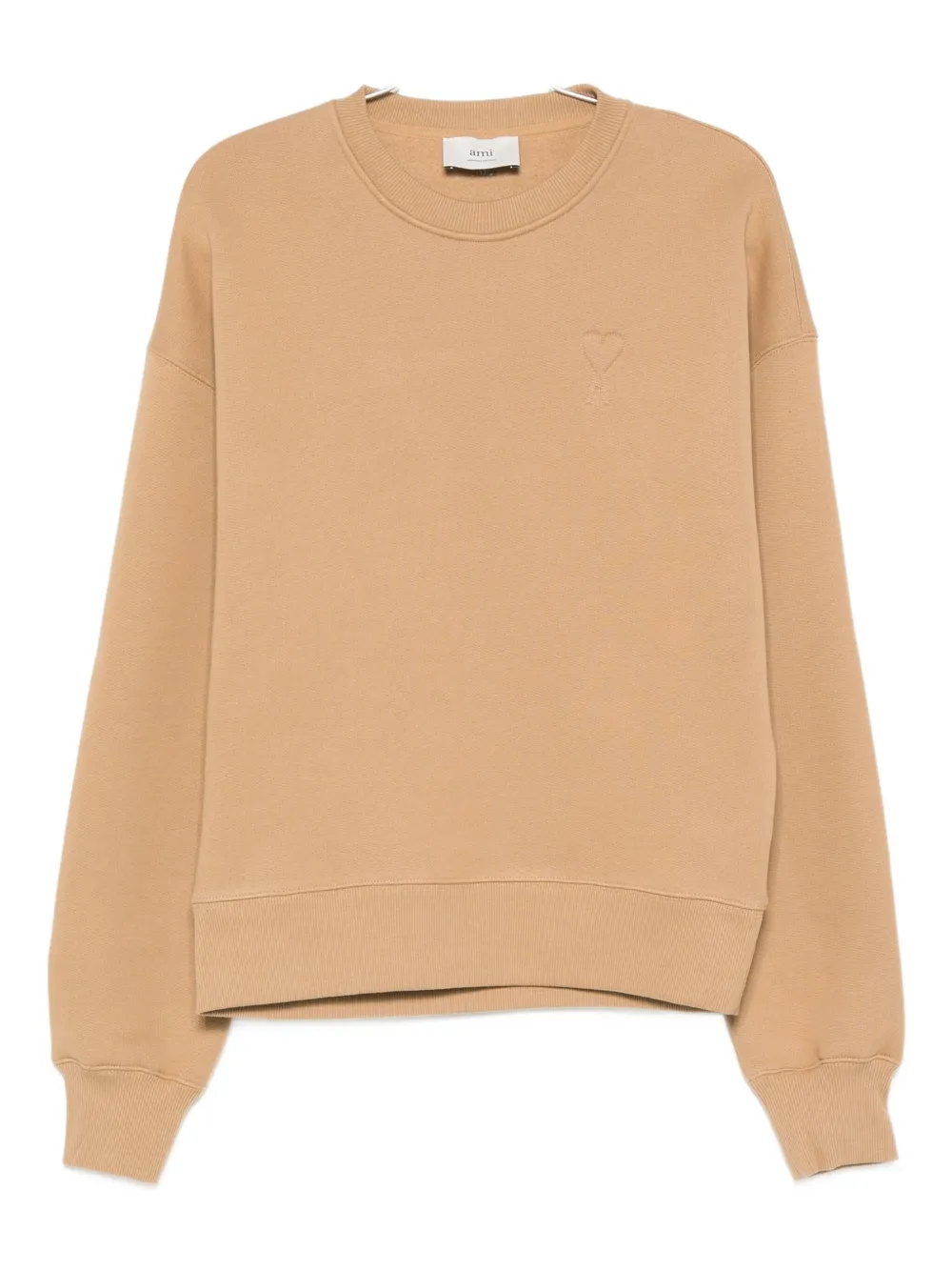 Ami Alexandre Mattiussi Heart-embroidered Cotton Sweatshirt In Gold