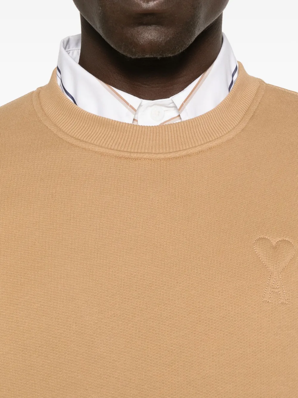 AMI Paris Katoenen sweater met geborduurd hart Beige