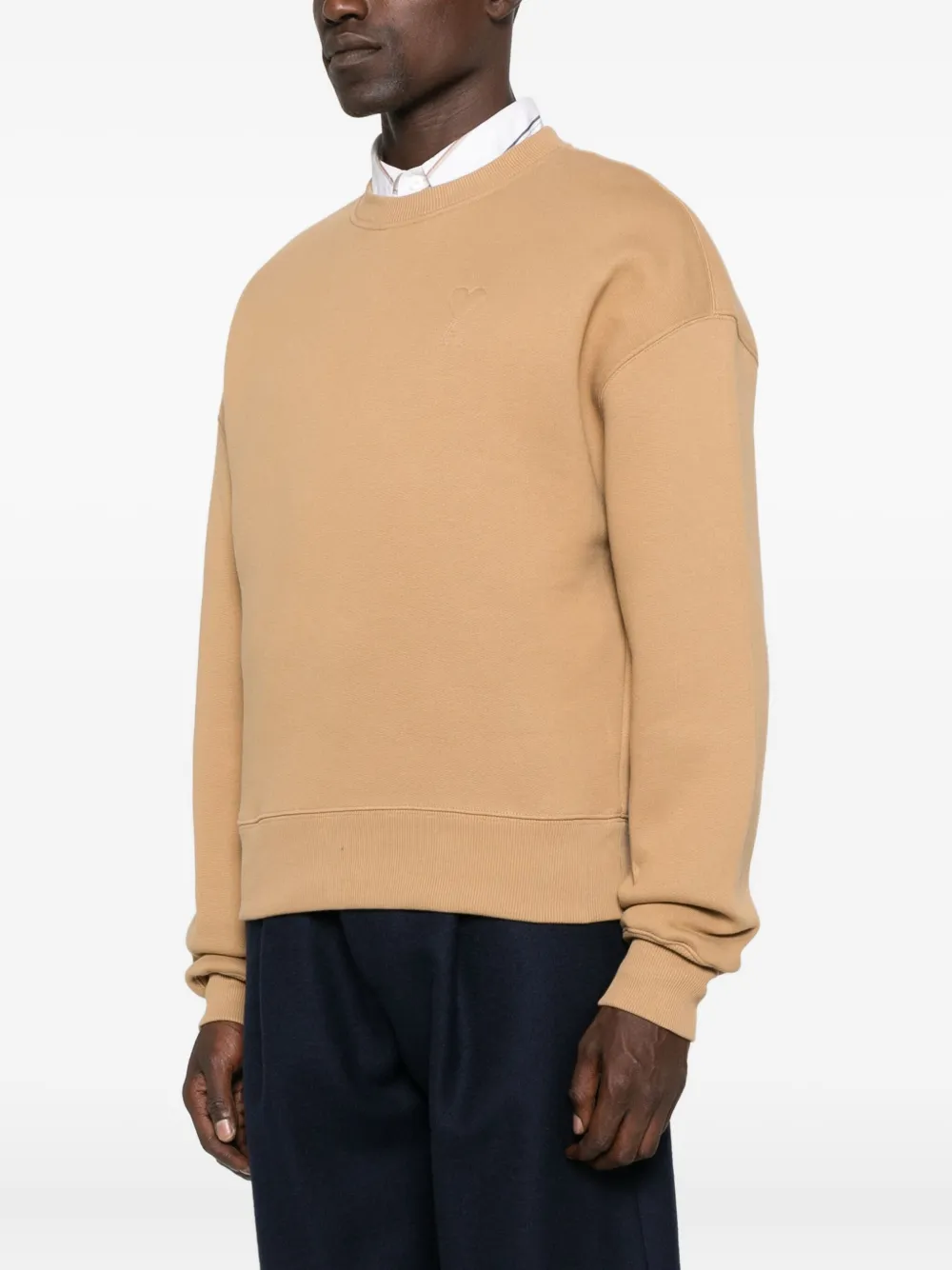 AMI Paris Katoenen sweater met geborduurd hart Beige