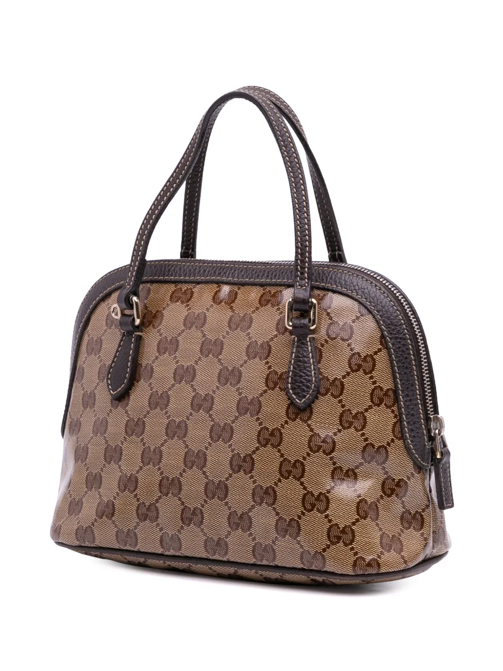 Pre-owned Gucci 2016-2025 Mini Gg Crystal Dome Satchel In Brown