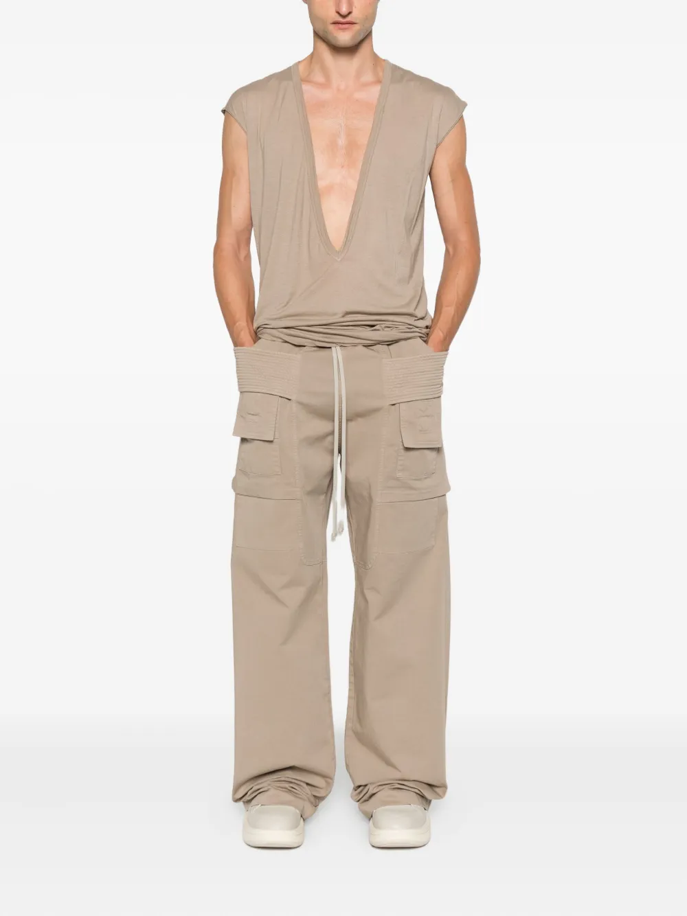 Rick Owens DRKSHDW Dylan plunge-neck sleeveless T-shirt Beige
