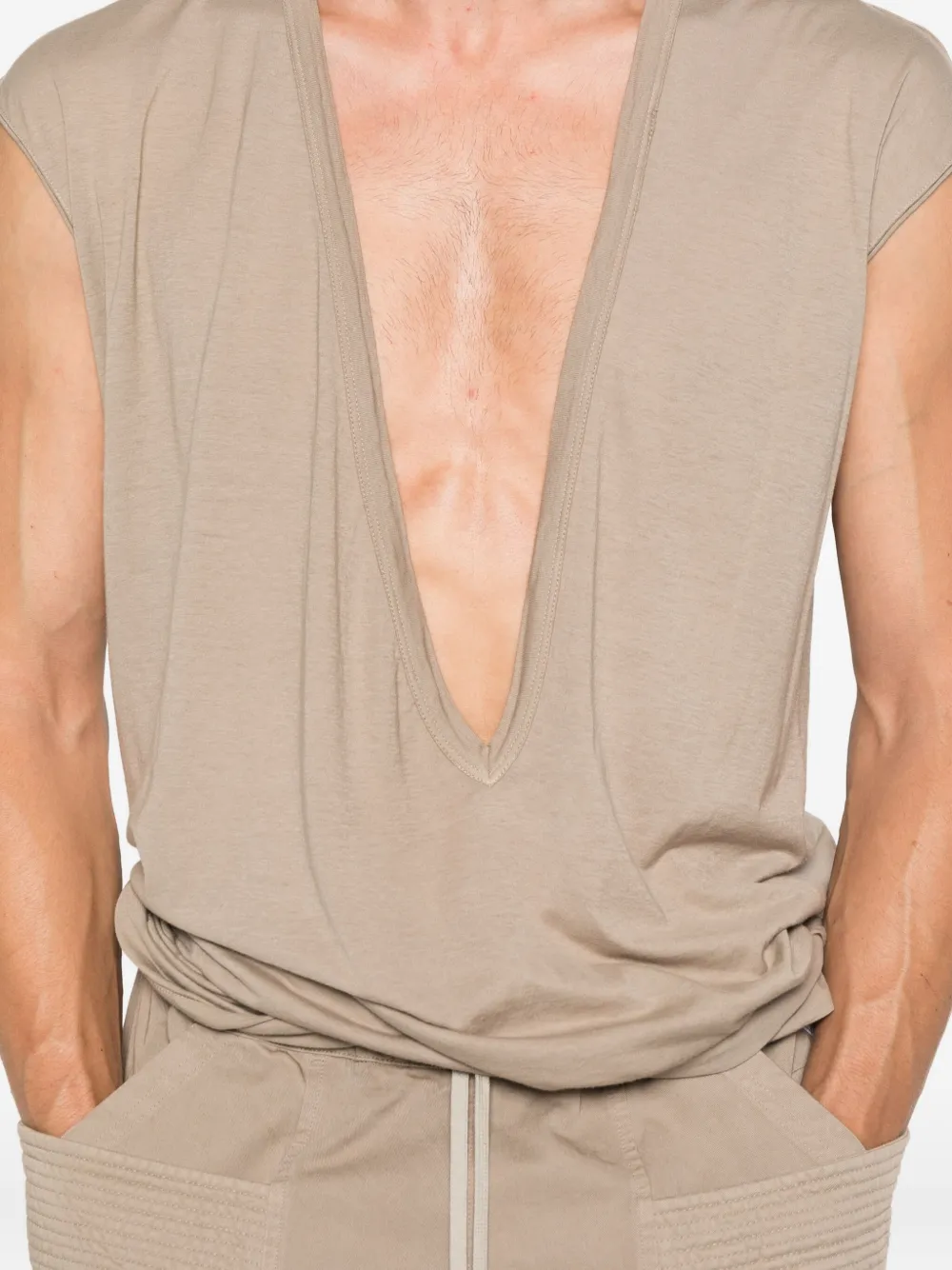 Rick Owens DRKSHDW Dylan plunge-neck sleeveless T-shirt Beige