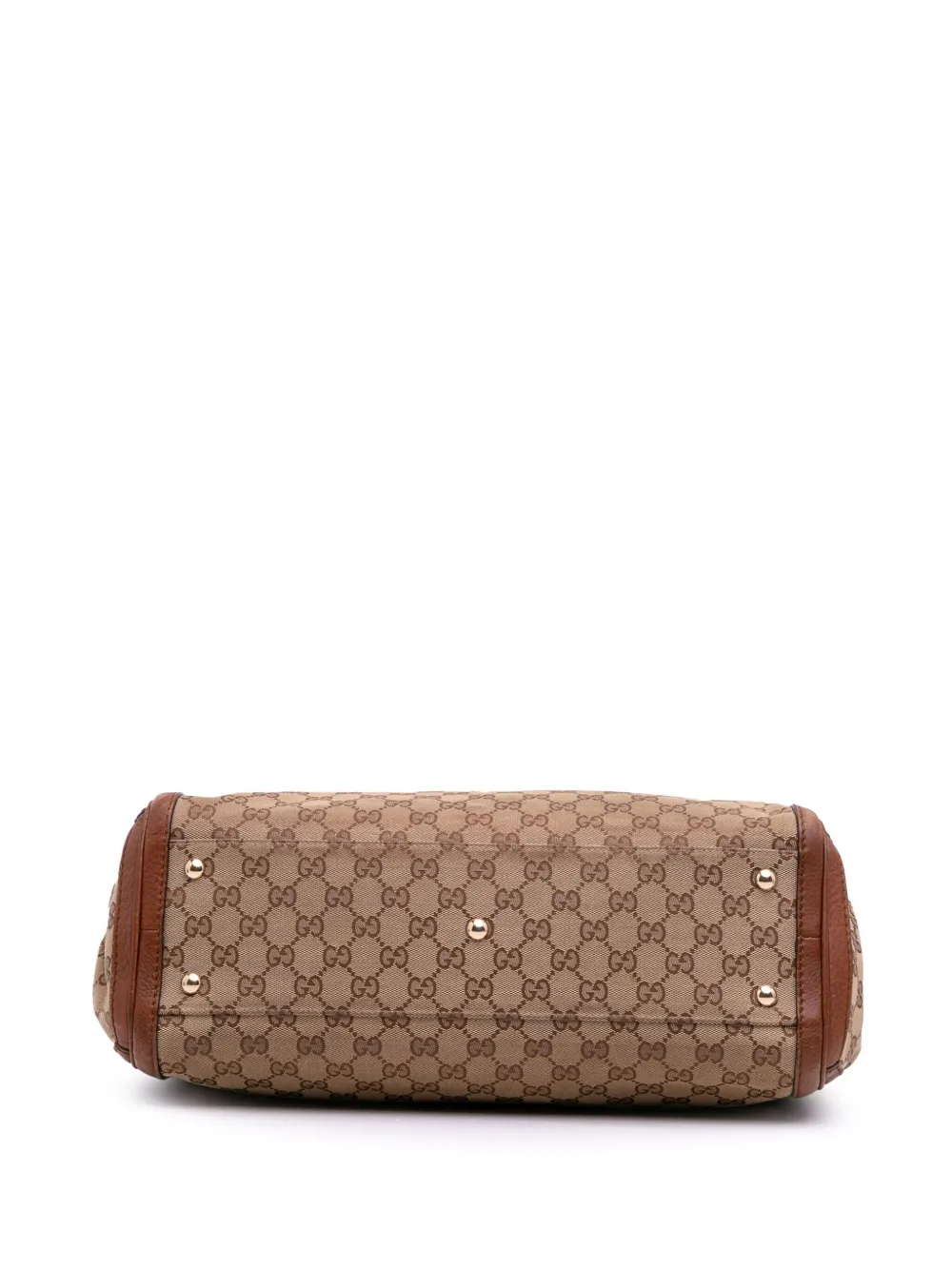 Pre-owned Gucci 2016-2025 Medium Gg Canvas Bella Tote Bag In Brown