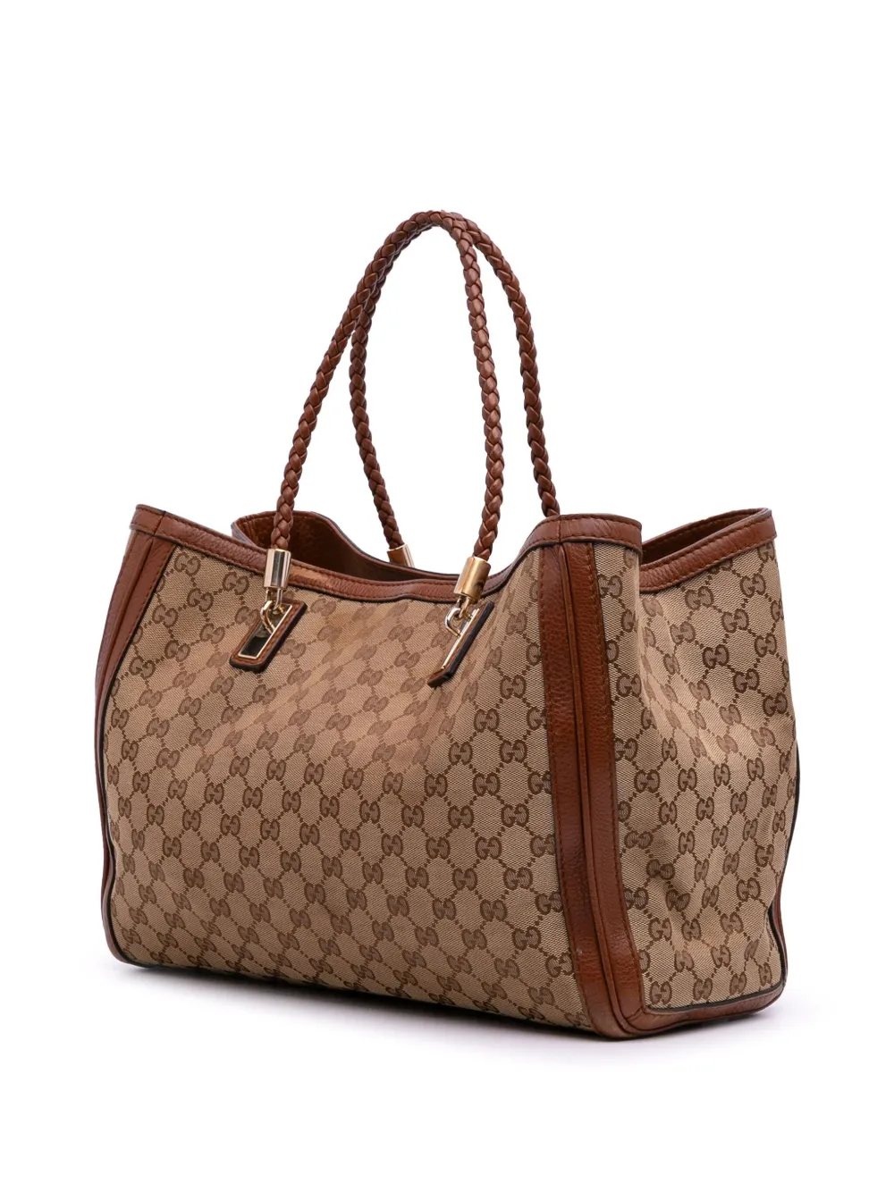 Pre-owned Gucci 2016-2025 Medium Gg Canvas Bella Tote Bag In Brown