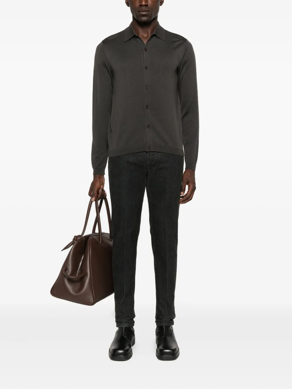 Emporio Armani Ribfluwelen broek - Grijs