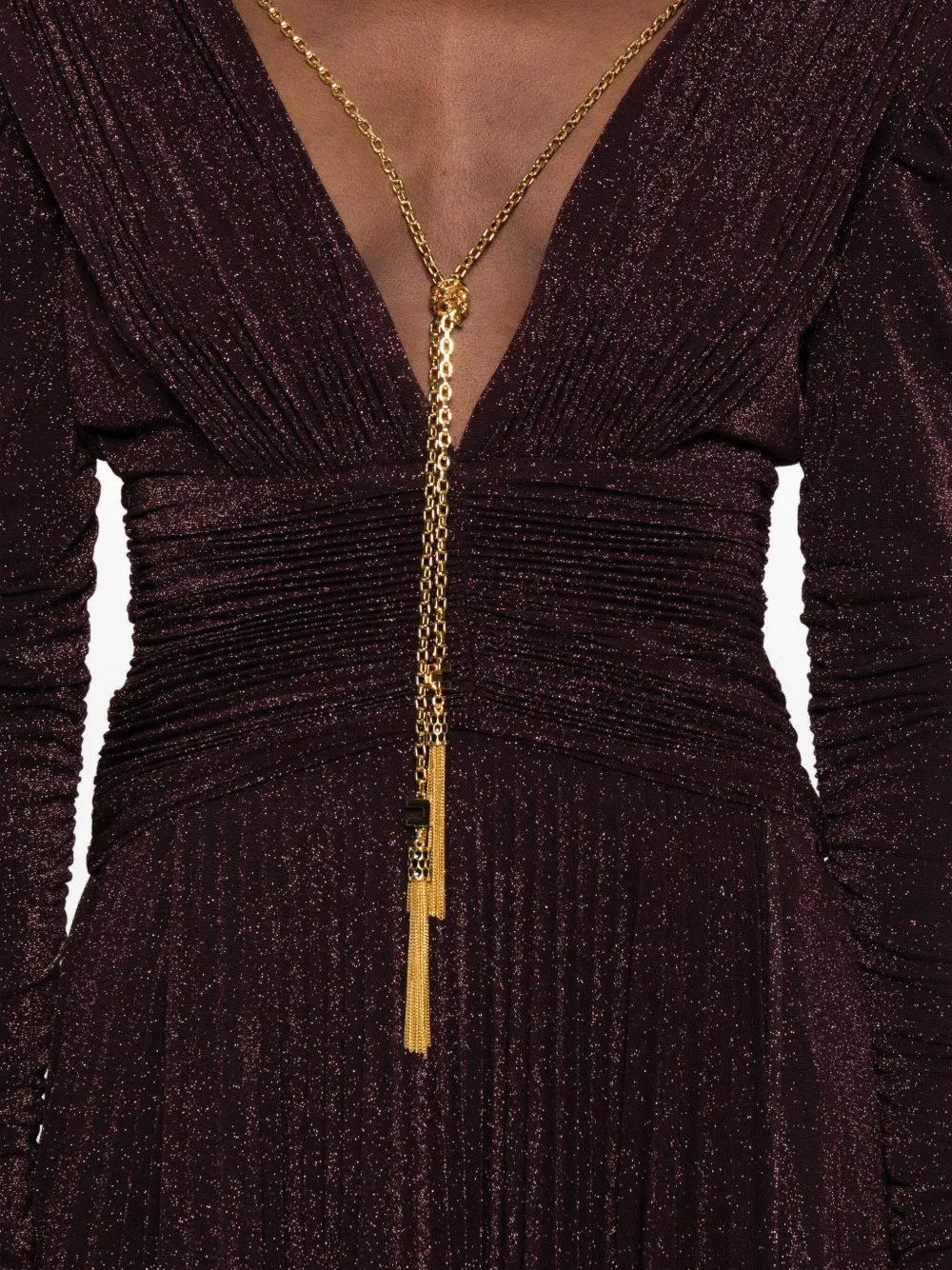 Elisabetta Franchi Maxi-jurk met ruches en V-hals Paars