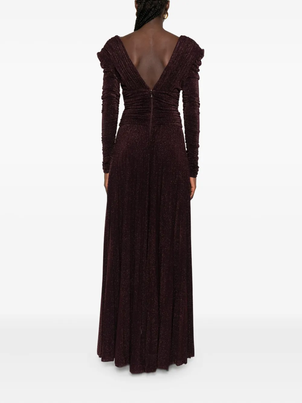 Elisabetta Franchi Maxi-jurk met ruches en V-hals Paars