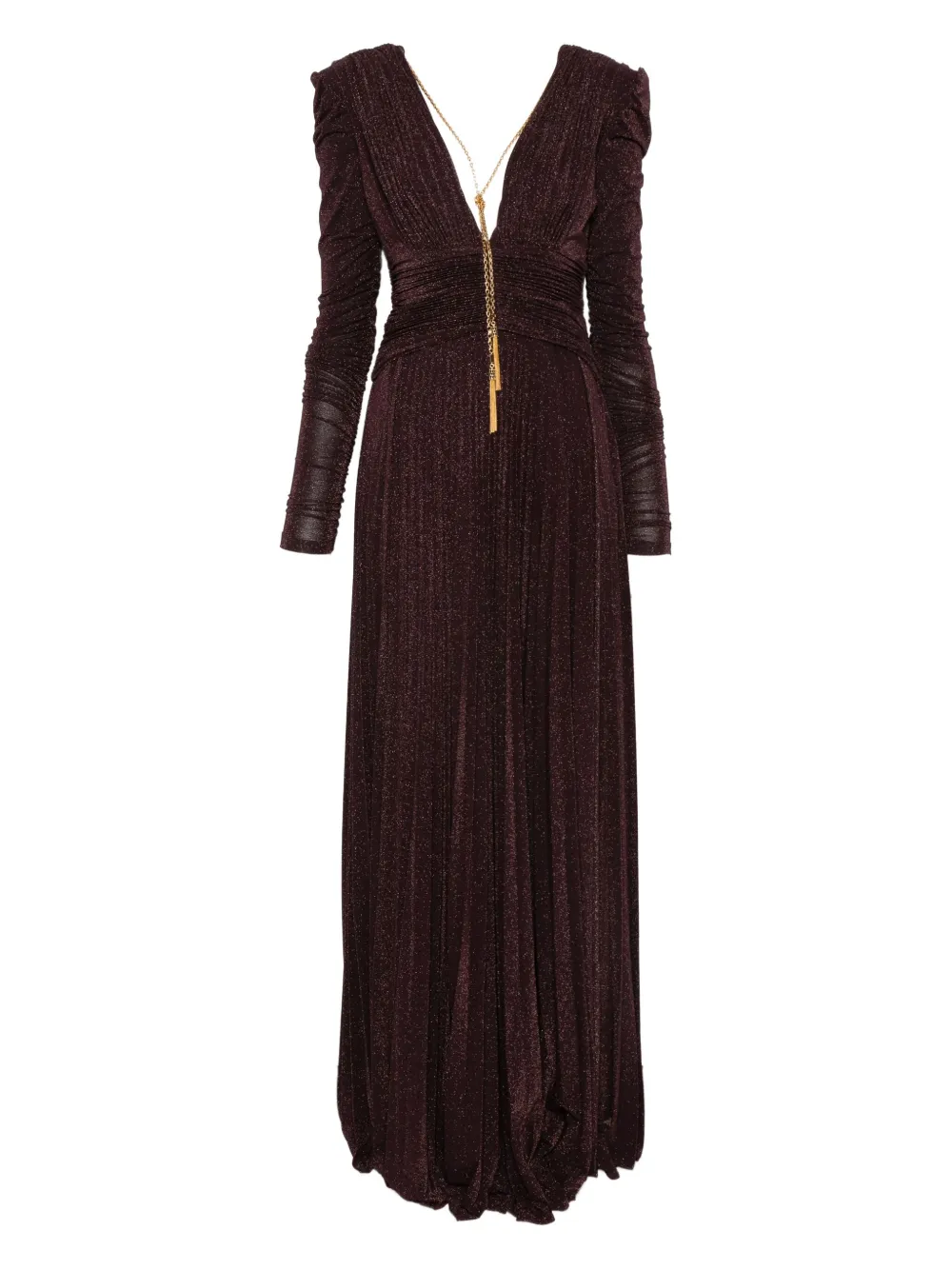 Elisabetta Franchi Maxi-jurk met ruches en V-hals Paars