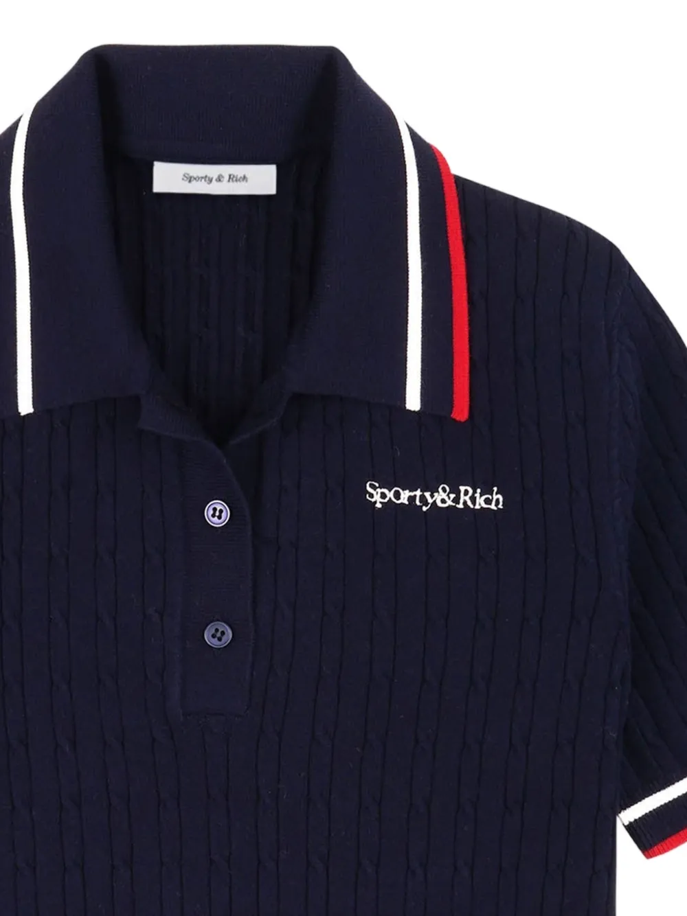 Sporty & Rich cable-knit polo top - Blauw
