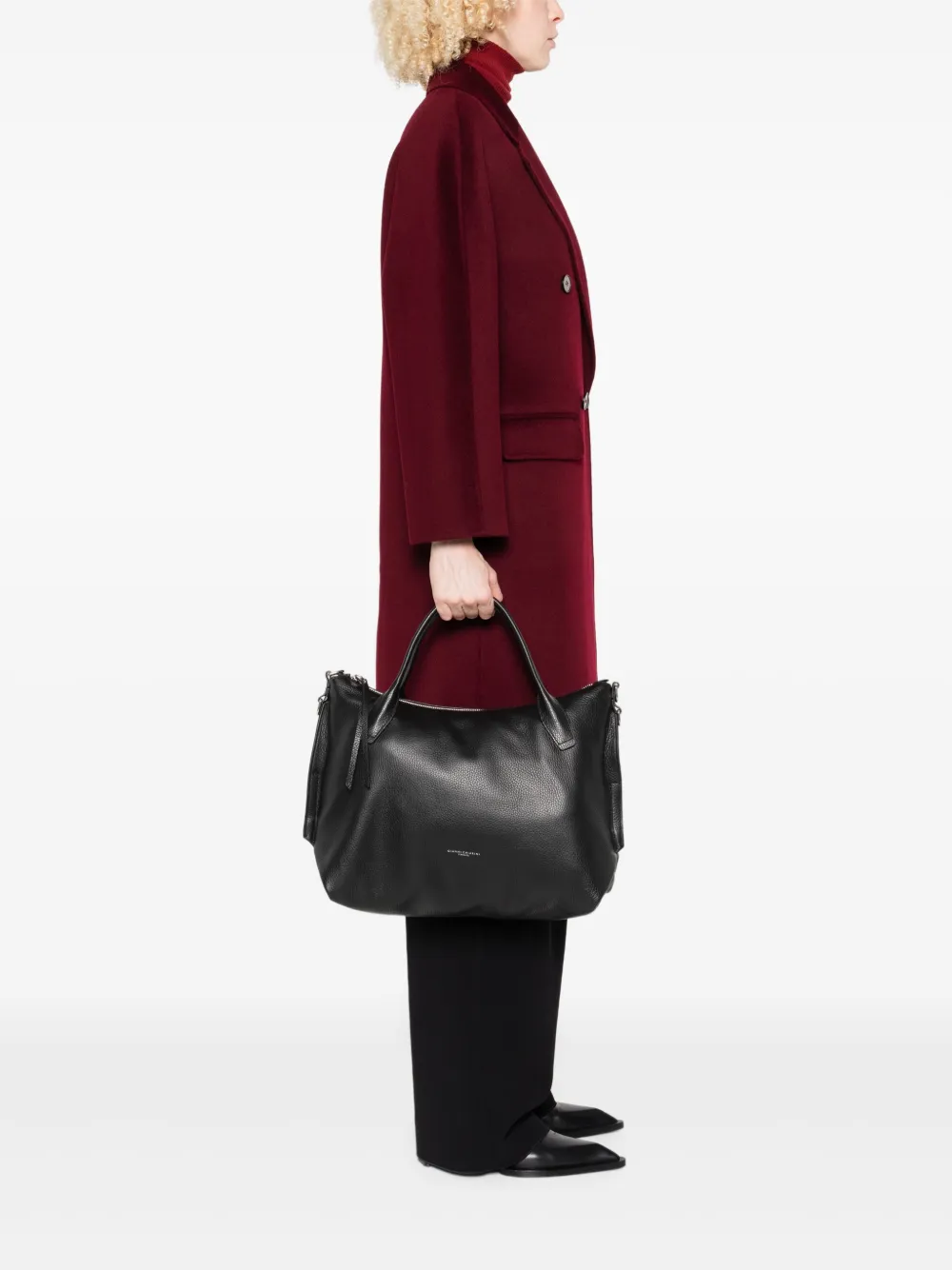 GIANNI CHIARINI Virginia shopper van bewerkt leer Zwart
