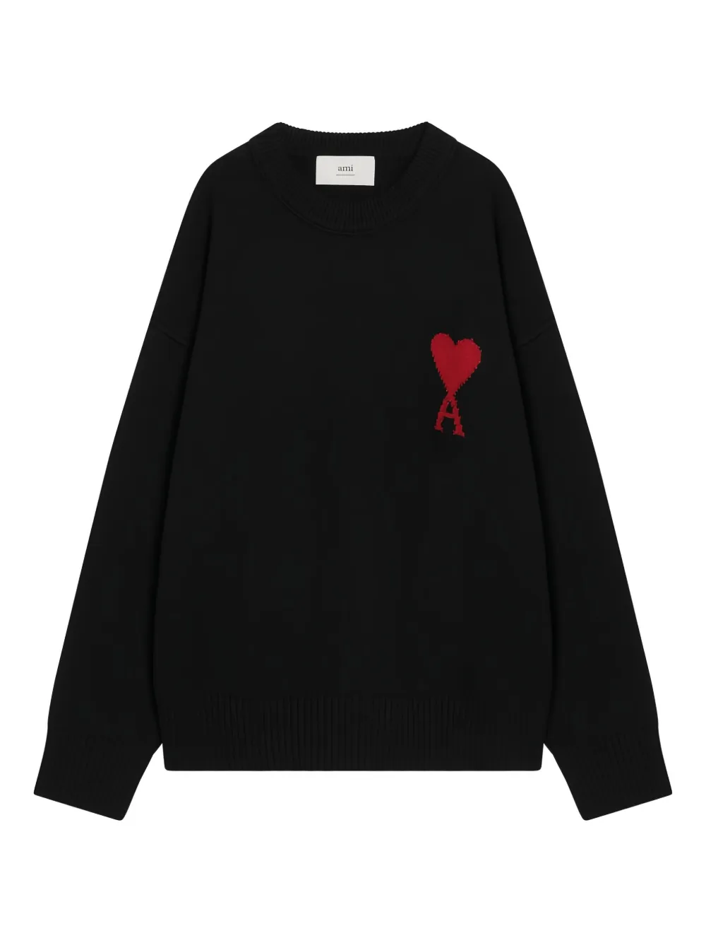 AMI Paris Trui met ronde hals en logo Zwart