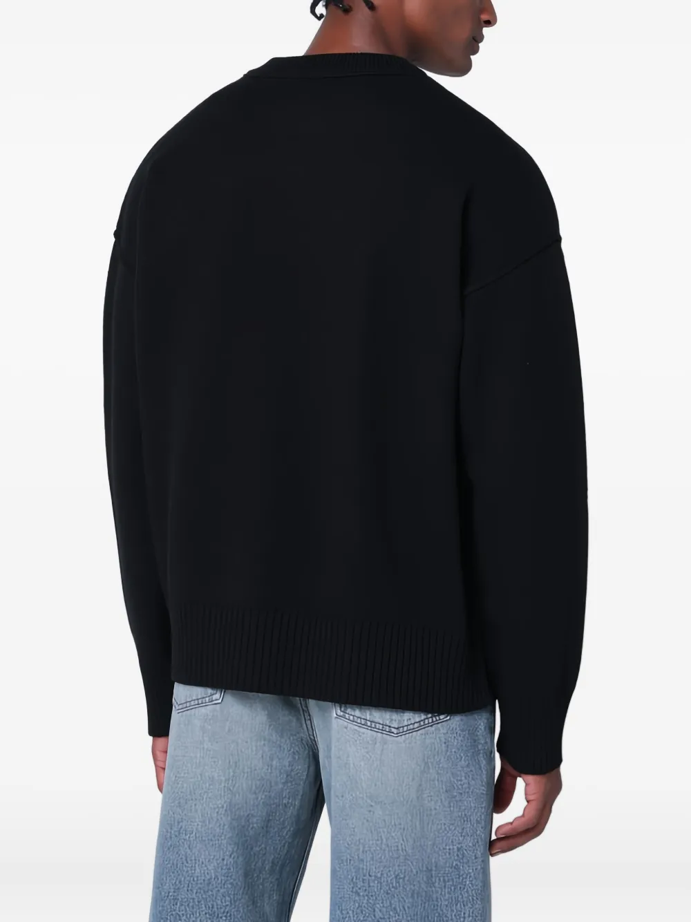 AMI Paris Trui met ronde hals en logo Zwart