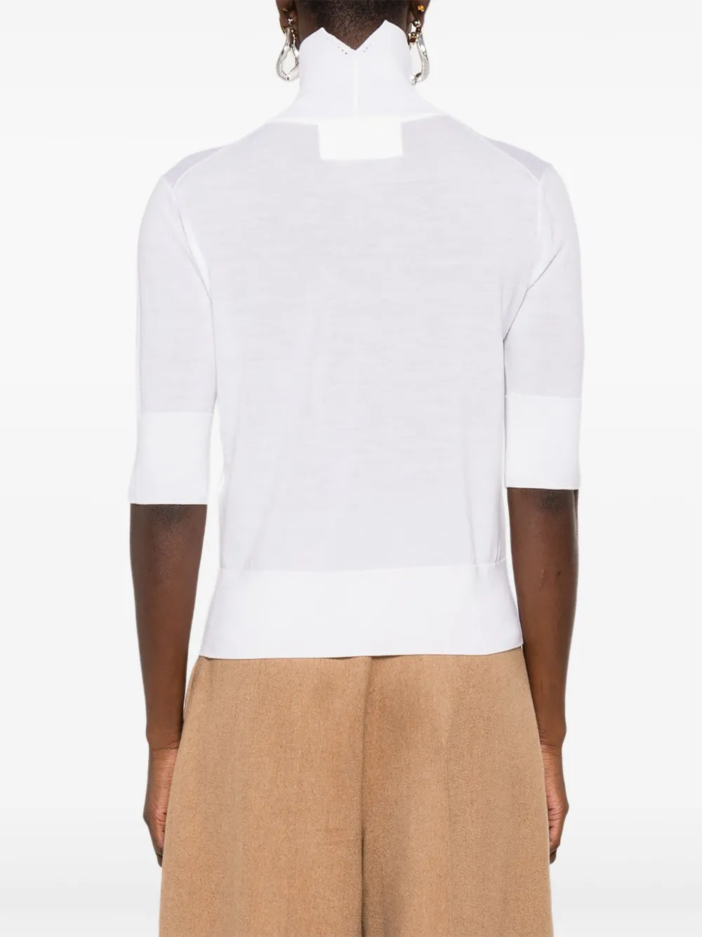 Ermanno Scervino bead-embellished diamond-pattern T-shirt Beige