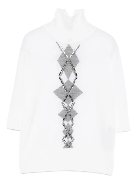 Ermanno Scervino bead-embellished diamond-pattern T-shirt