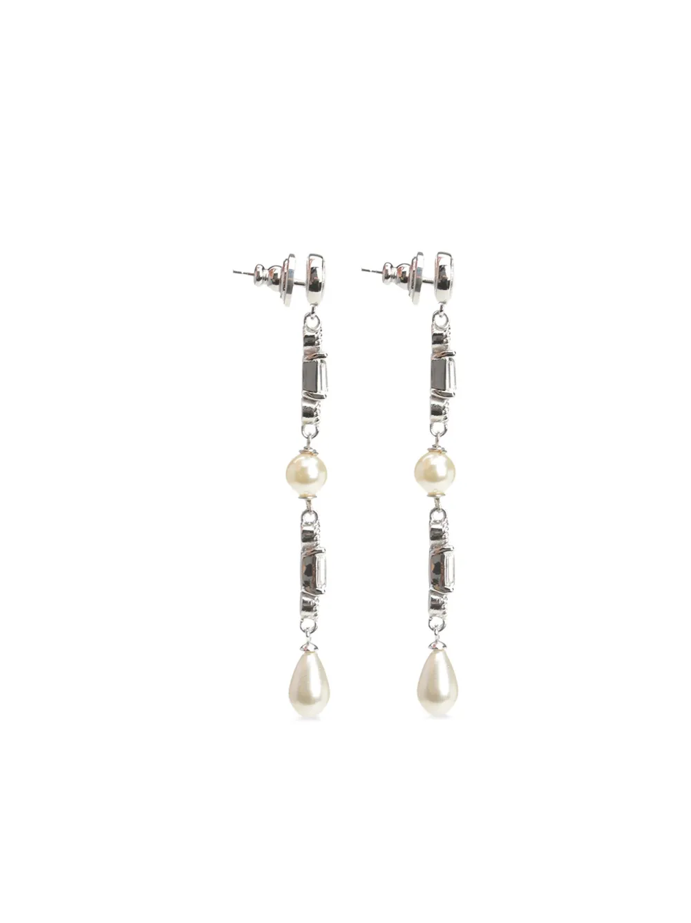 Valentino Garavani crystal-pearl drop earrings - Zilver
