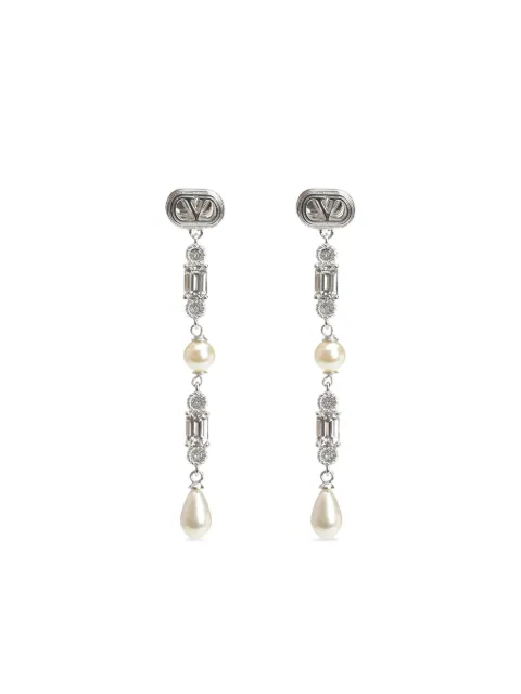 Valentino Garavani crystal-pearl drop earrings