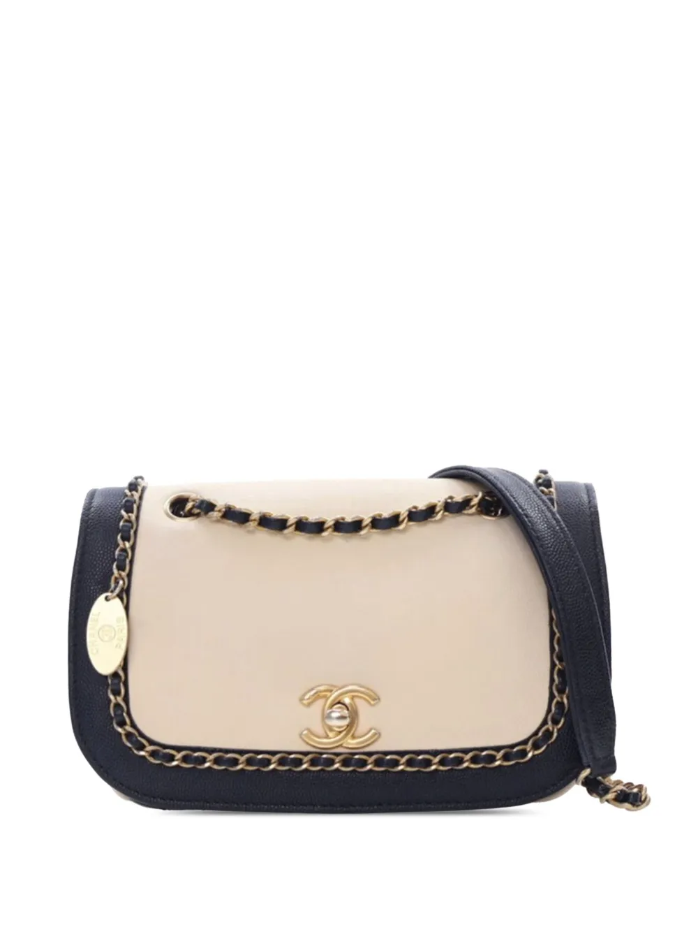 CHANEL Pre-Owned 2019 ラムスキン&キャビア ラブリーチェーン フラップ ショルダーバッグ - ブルー CHANEL Pre-Owned 2019 ラムスキン&キャビア ラブリーチェーン フラップ ショルダーバッグ - ブルー