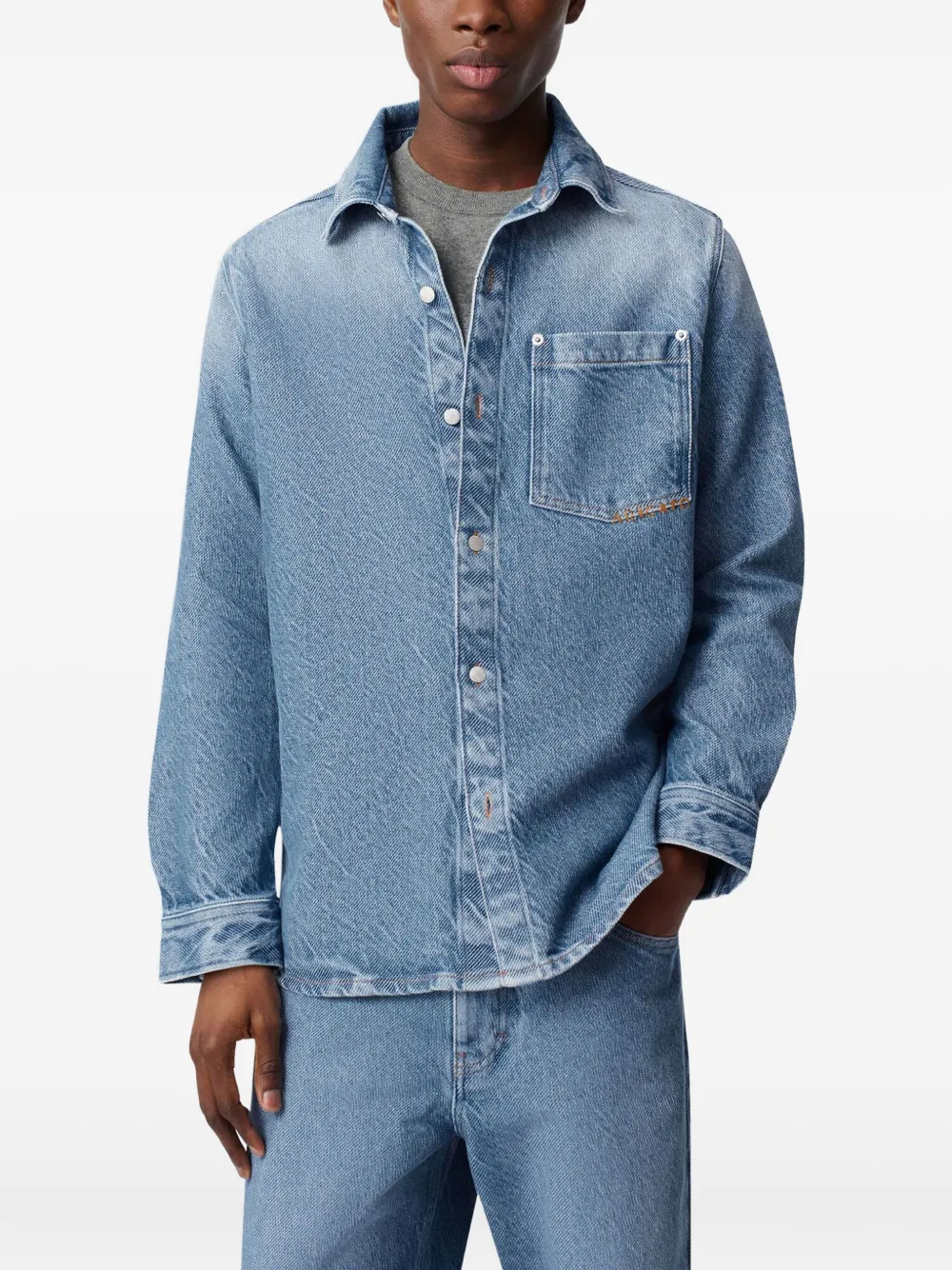 Axel Arigato Denim overhemd met geborduurd logo Blauw