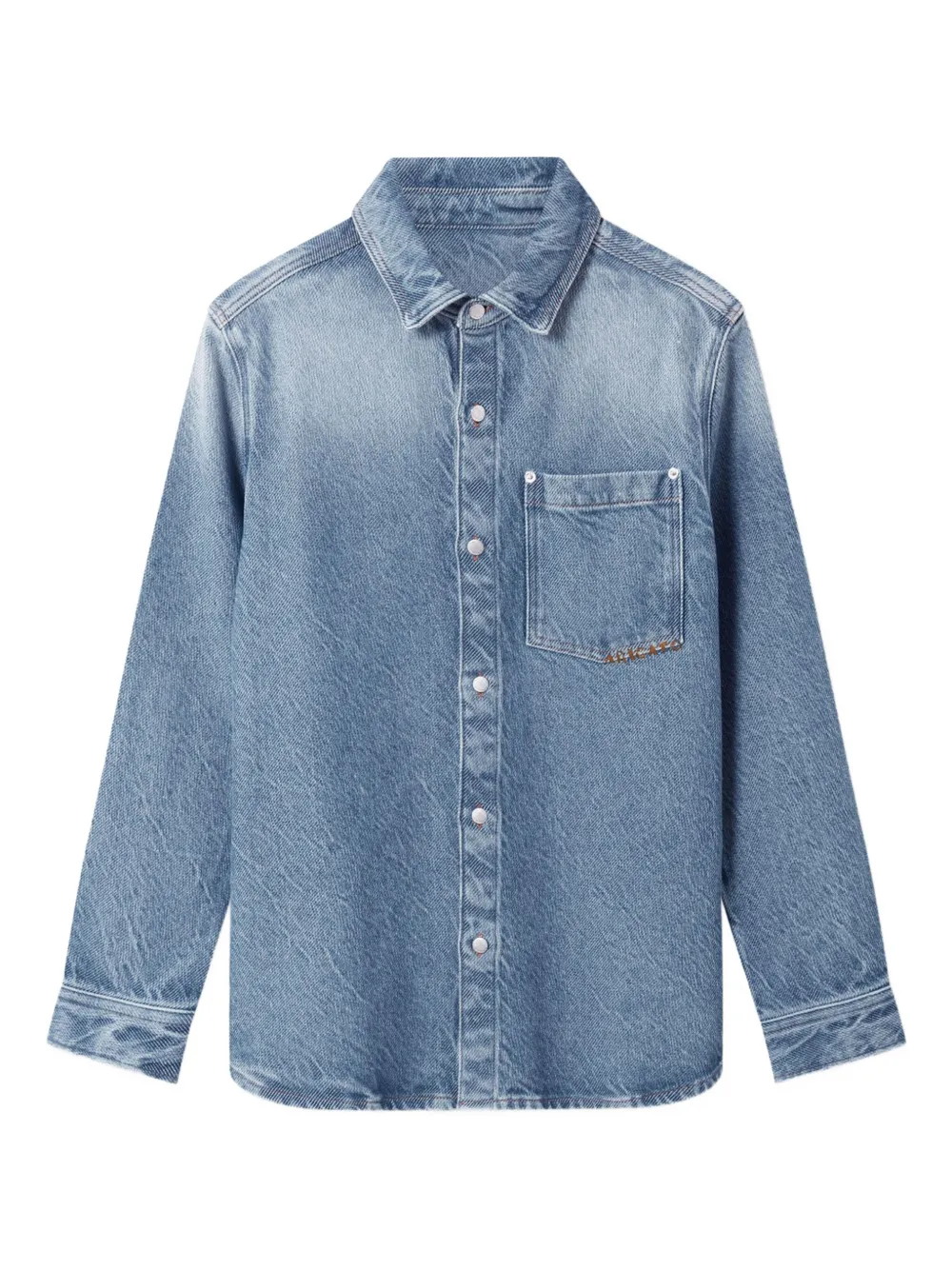 Axel Arigato embroidered-logo denim shirt Blauw