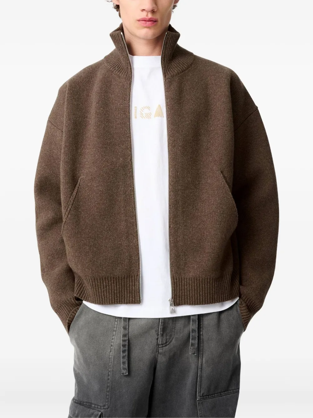 Axel Arigato Core zipped high-neck cardigan Bruin