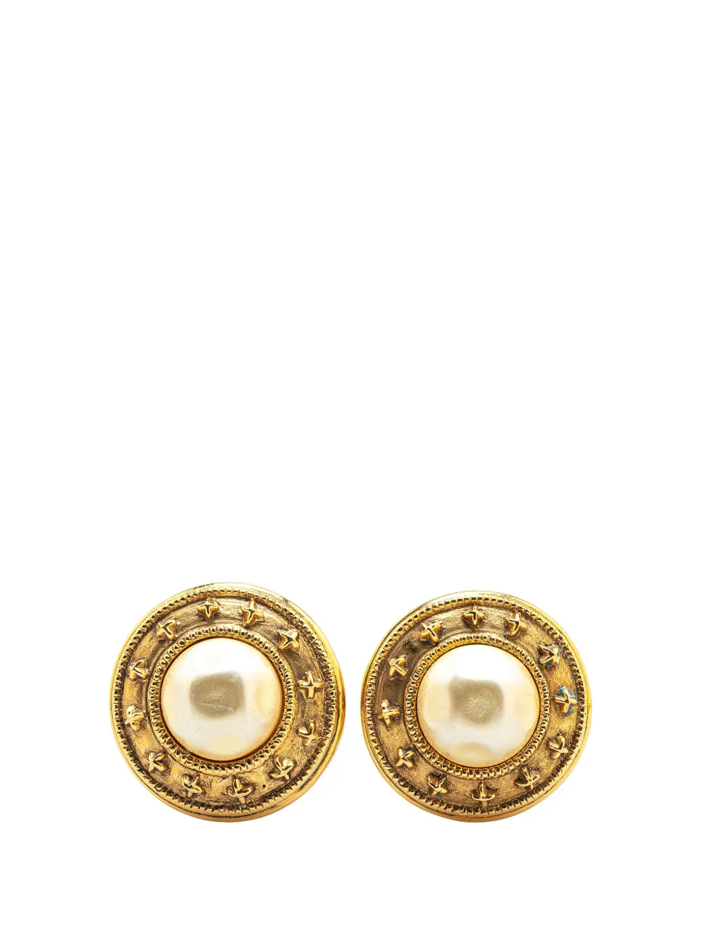 CHANEL Pre-Owned 1970-1980 ゴールドプレーテッド フォーパール クリップオン コスチューム イヤリング - CHANEL Pre-Owned 1970-1980 ゴールドプレーテッド フォーパール クリップオン コスチューム イヤリング -