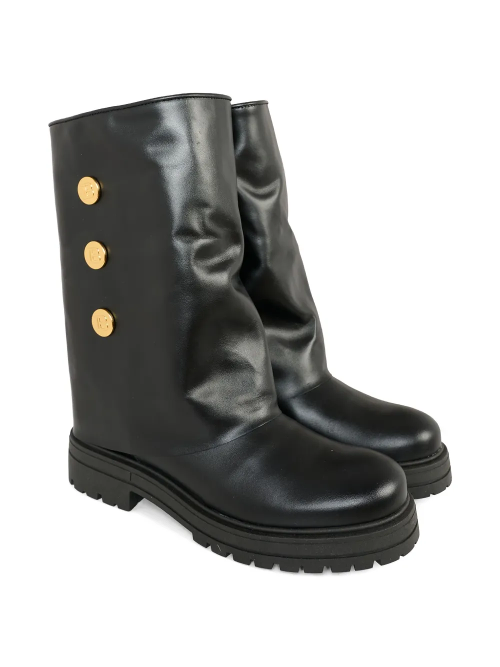 Balmain Kids button leather boots Black