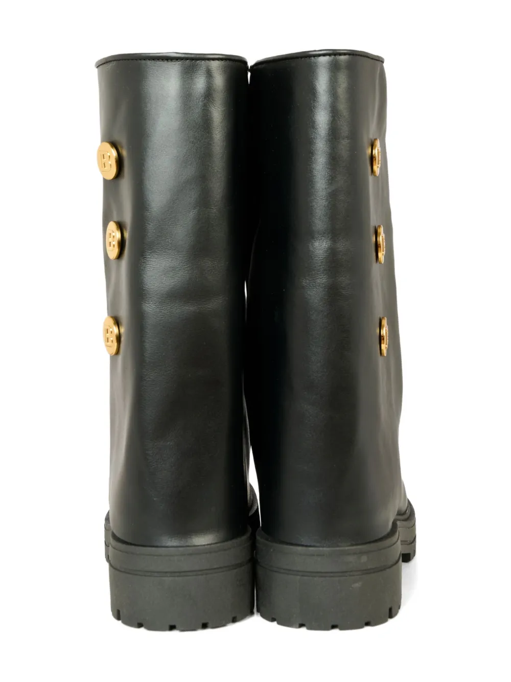 Balmain Kids button leather boots Black