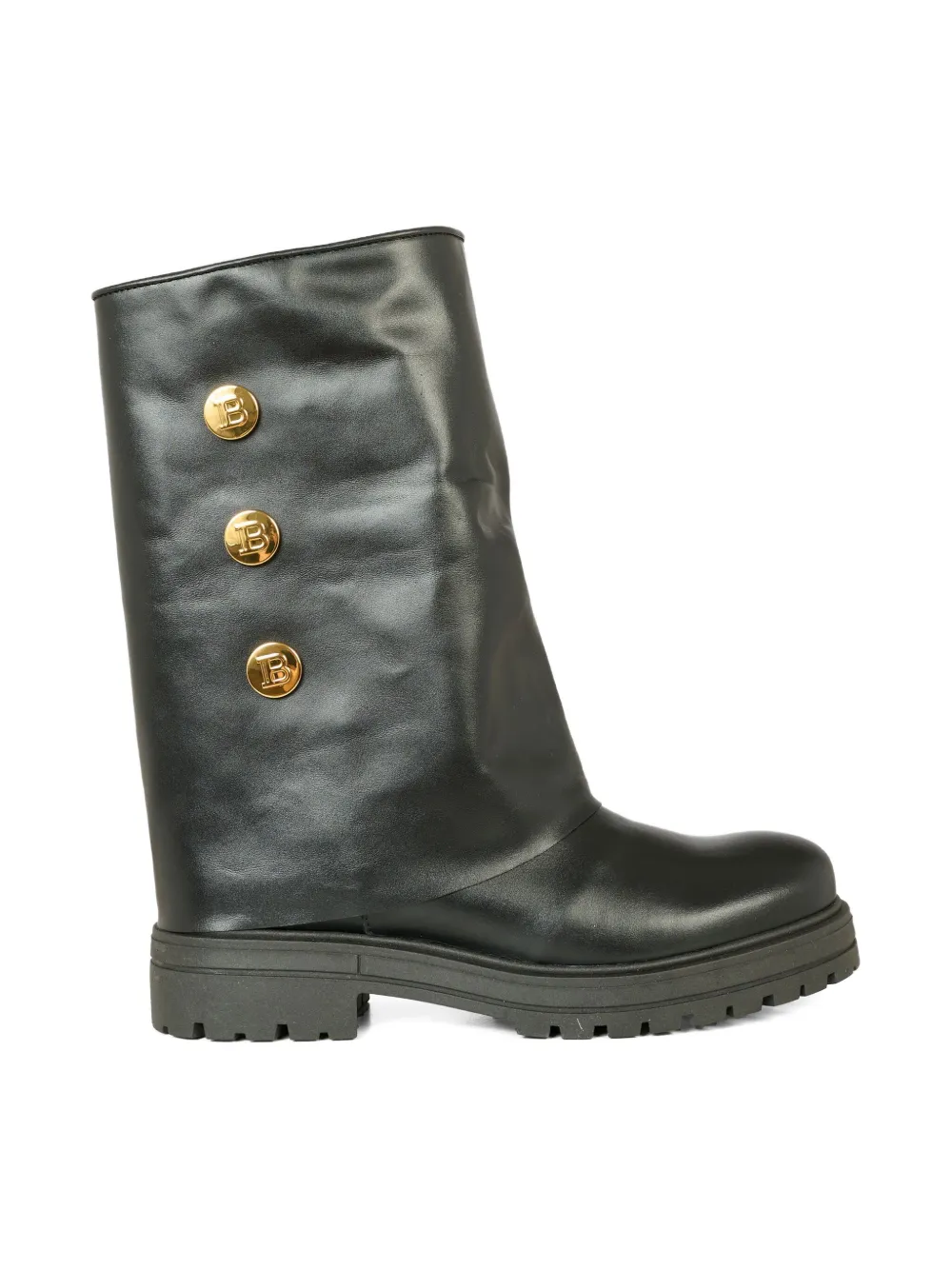 Balmain Kids button leather boots Black