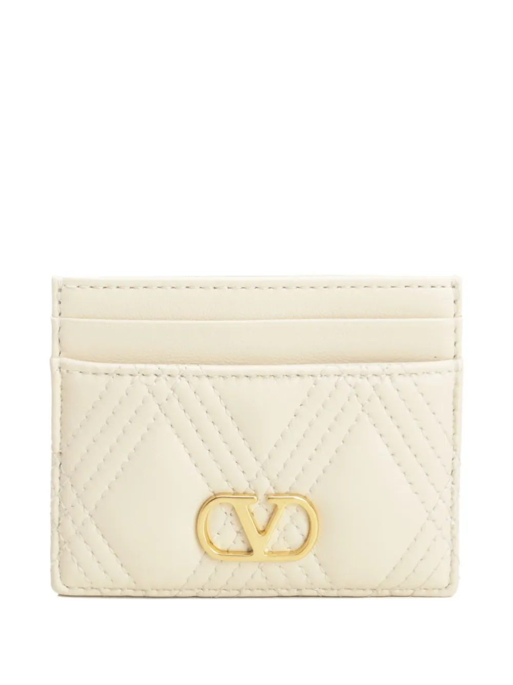 Valentino Garavani quilted VLogo card holder Beige
