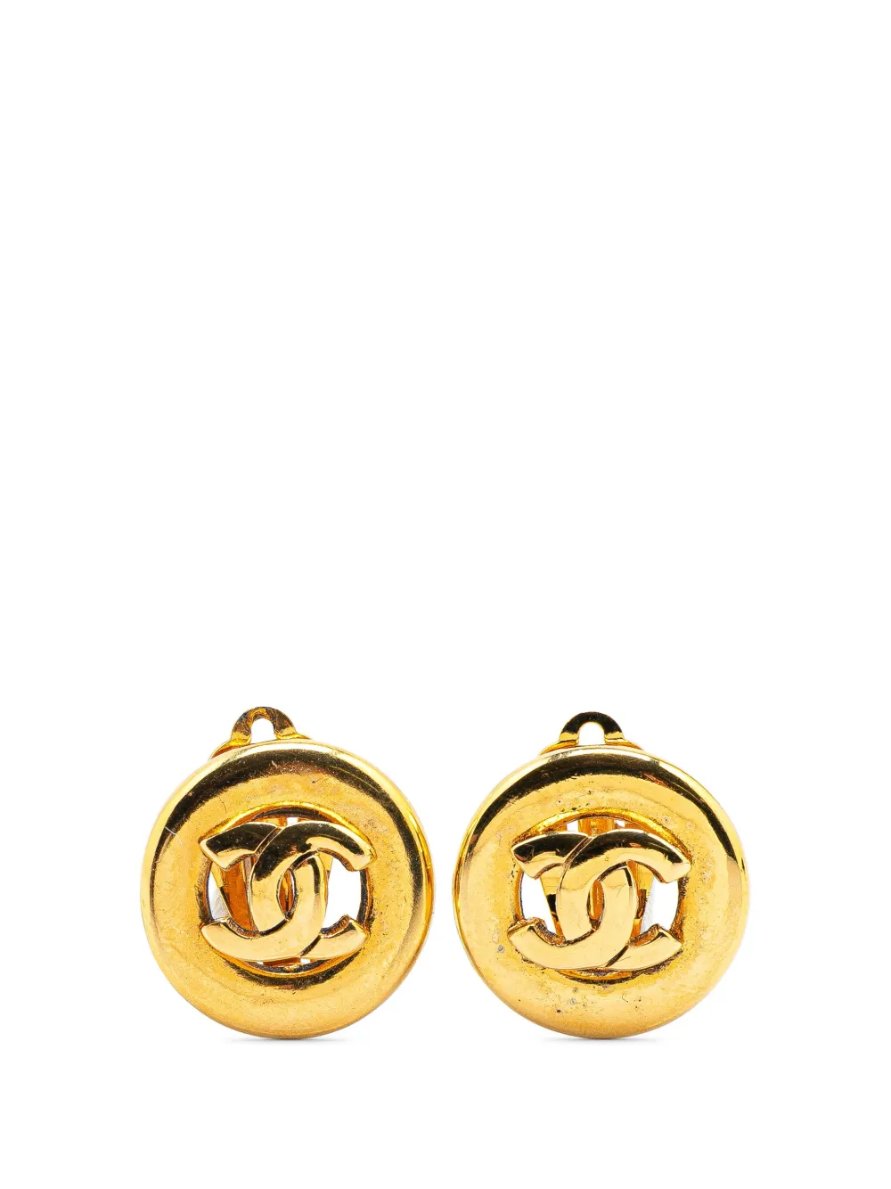 CHANEL Pre-Owned 1950-1970 CC Gold Plated Round Clip On Earrings costume earrings - Oro