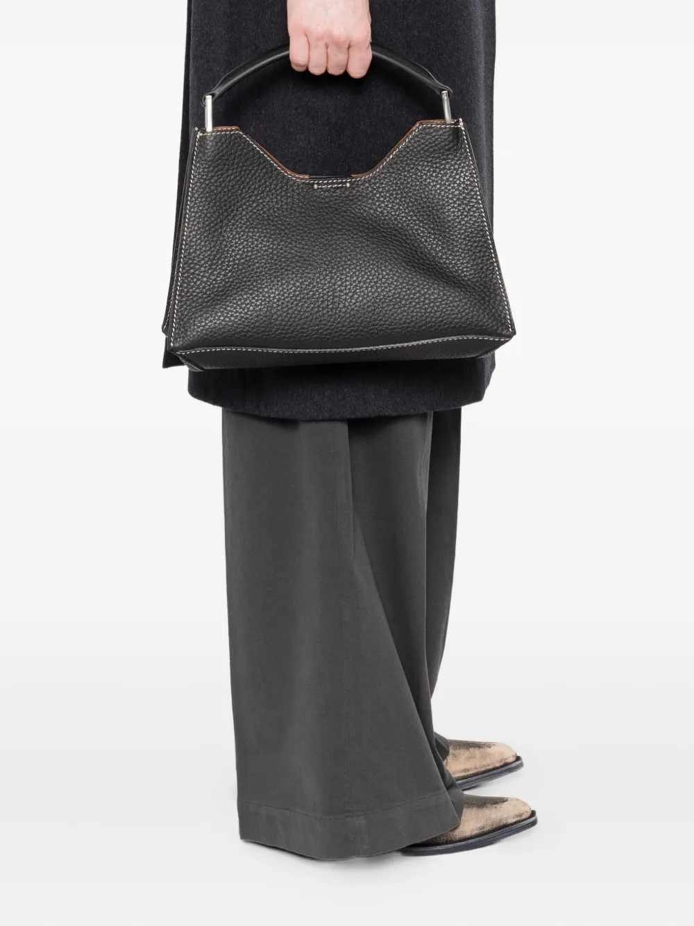 GIANNI CHIARINI Aurora maxi-shopper van bewerkt leer - Zwart
