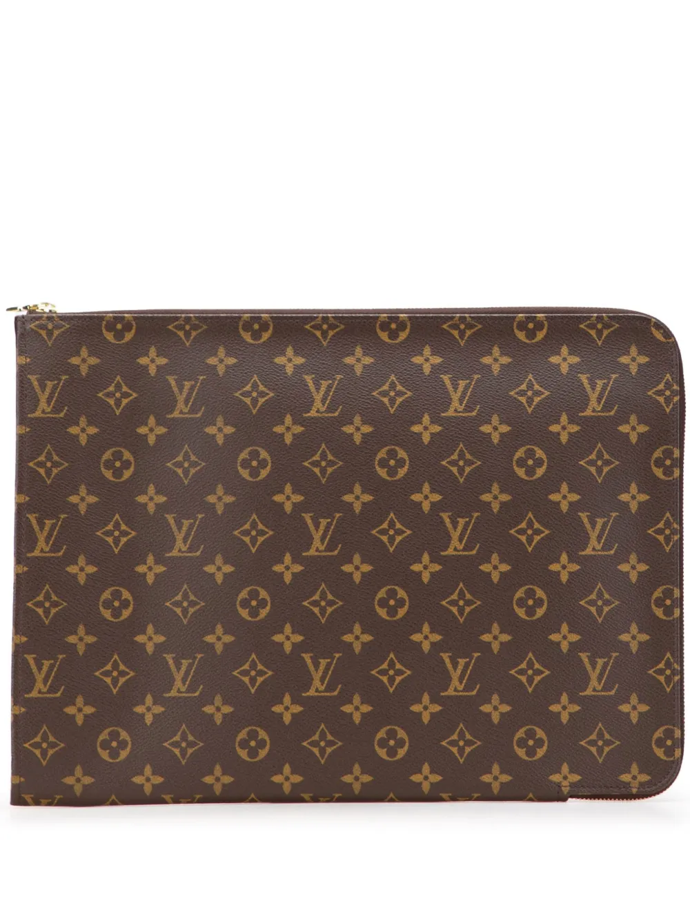 Pre-owned Louis Vuitton 2002 Monogram Poche Documents Portfolio Business Bag In Brown
