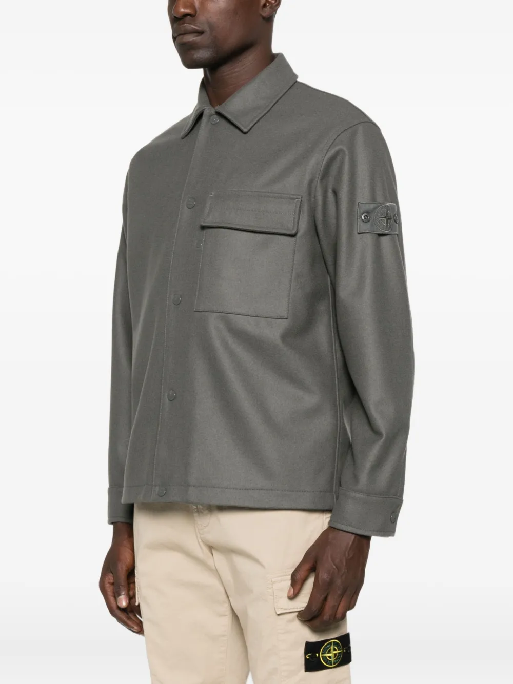 Stone Island Shirtjack met opgestikte zak Grijs