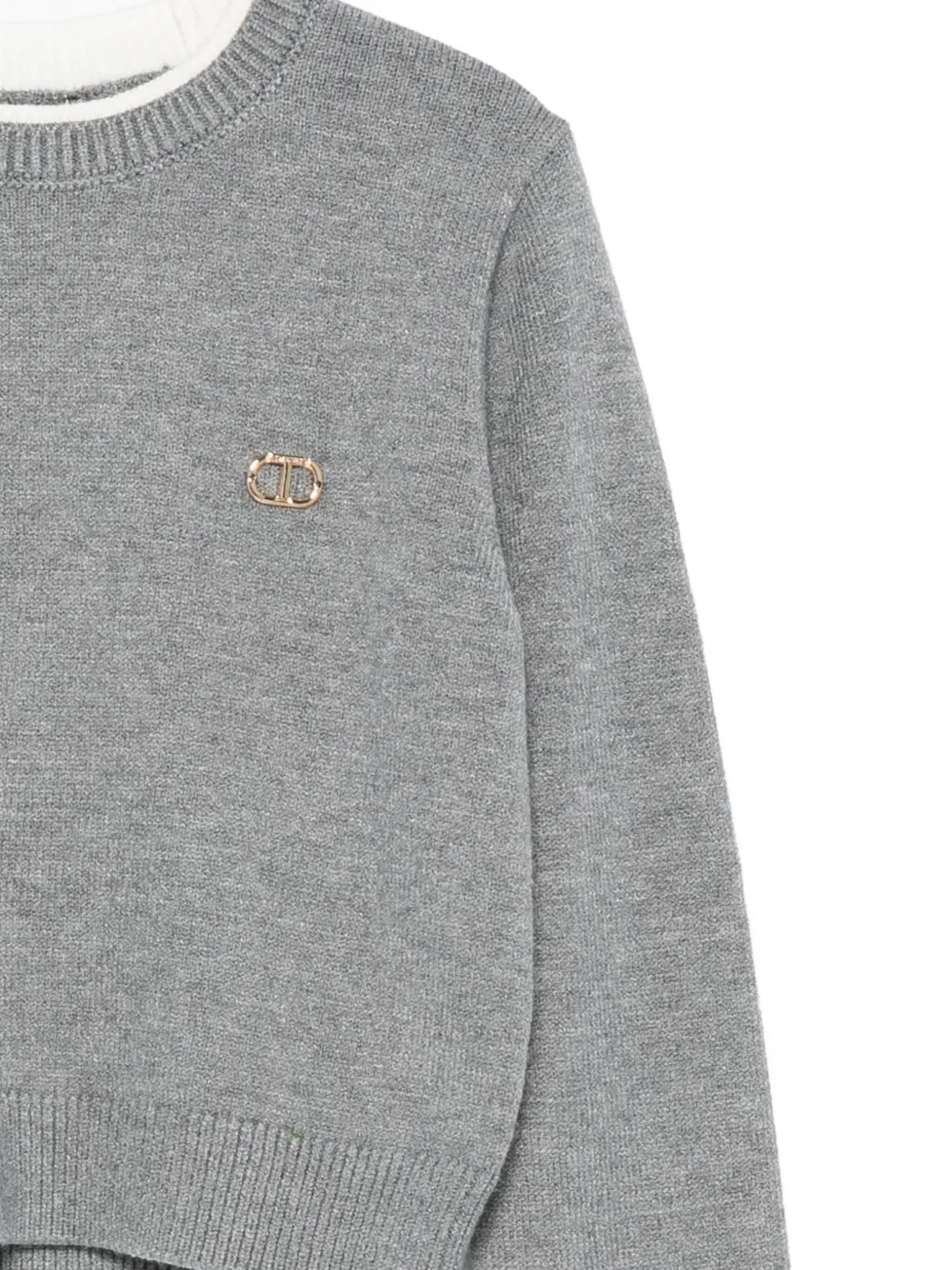 TWINSET Kids Trui met ronde hals en logodetail Grijs