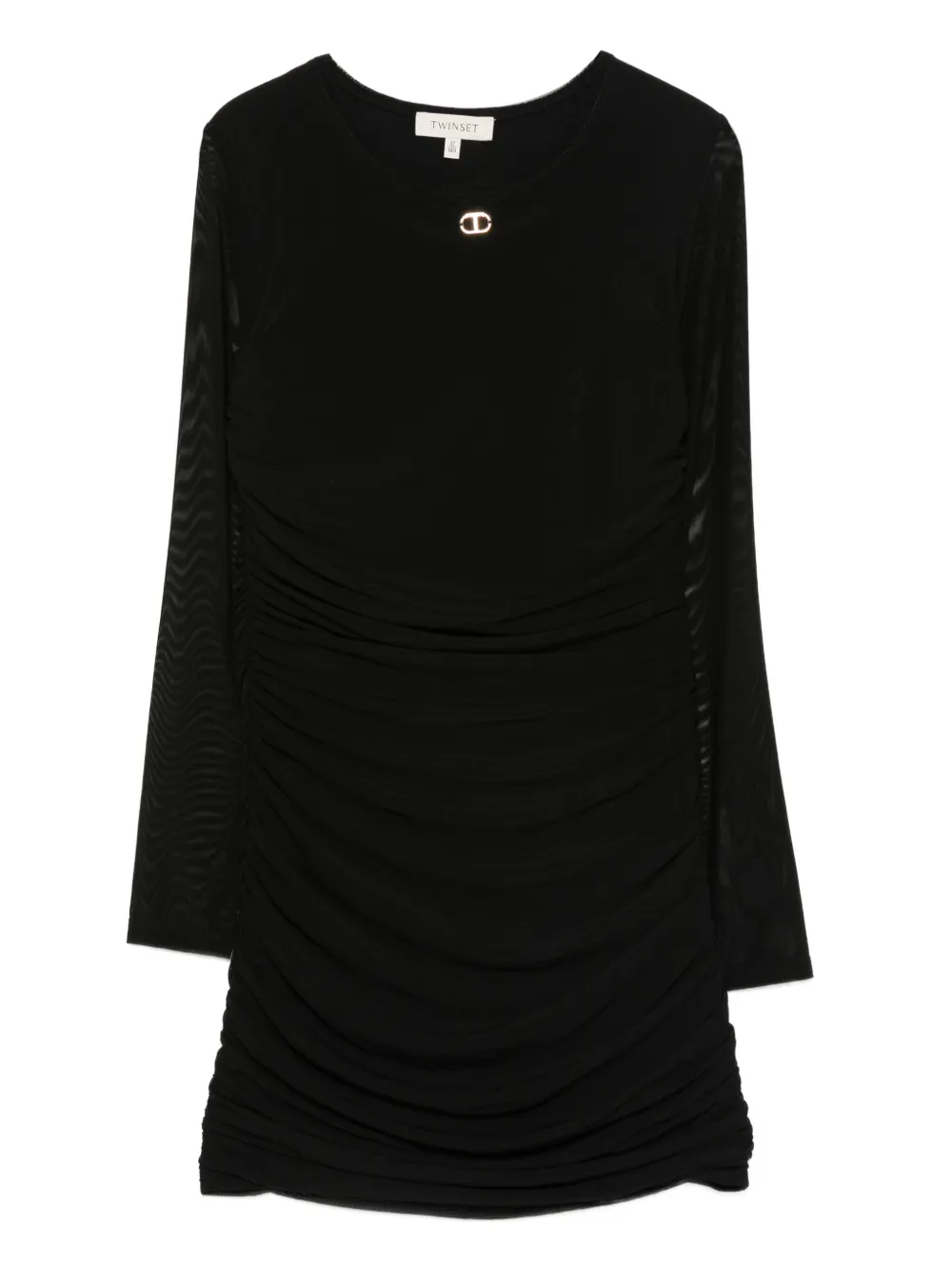 TWINSET Kids Gesmockte mini-jurk met mesh mouwen Zwart