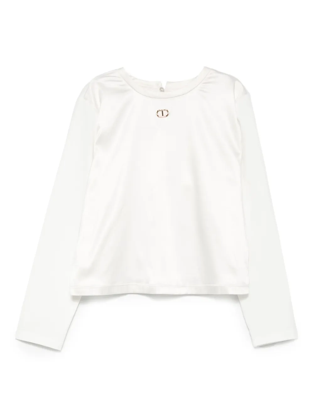 TWINSET Kids logo-plaque long-sleeve top Wit