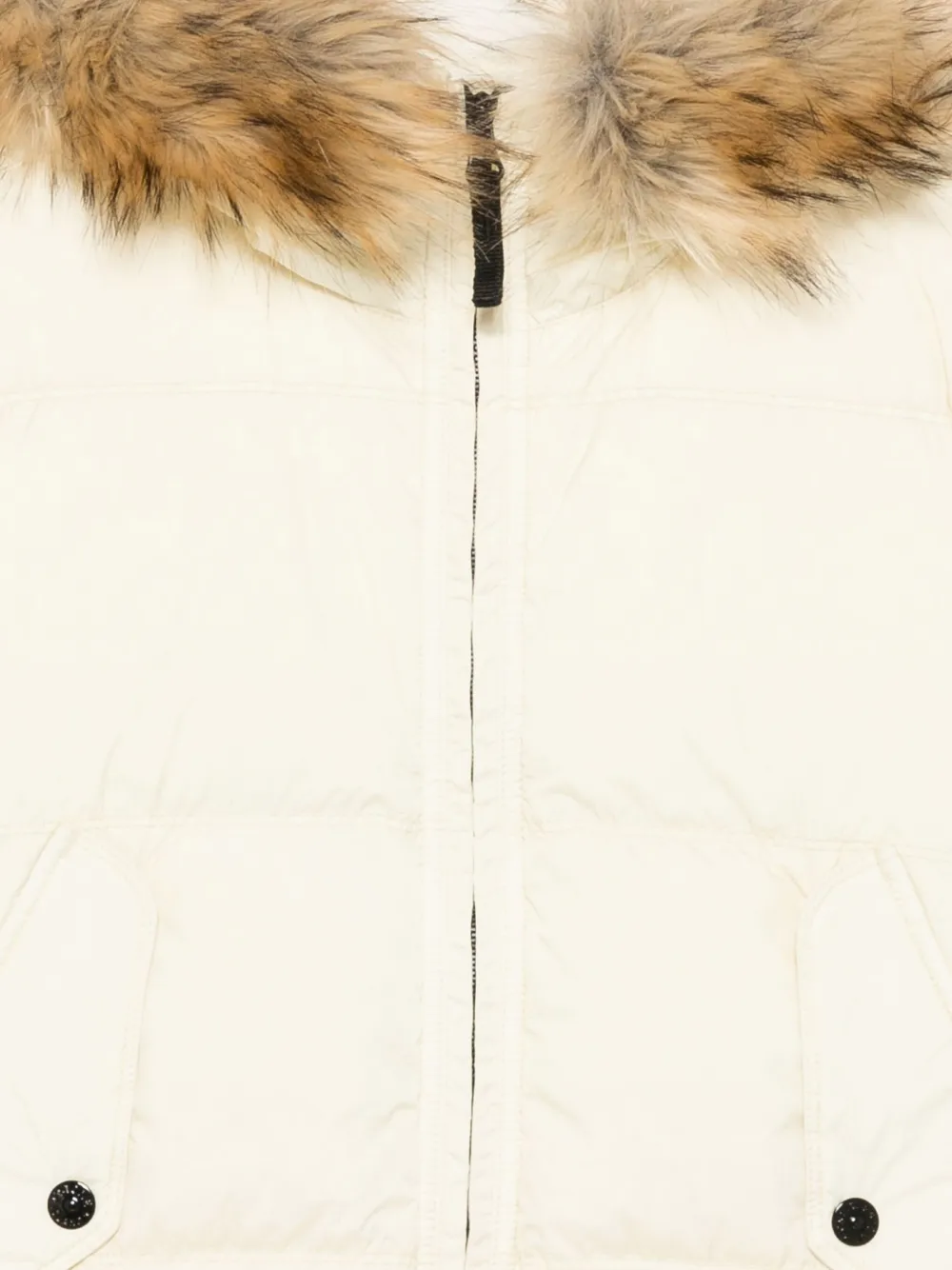 Stone Island Fur-trimmed Puffer Coat In White