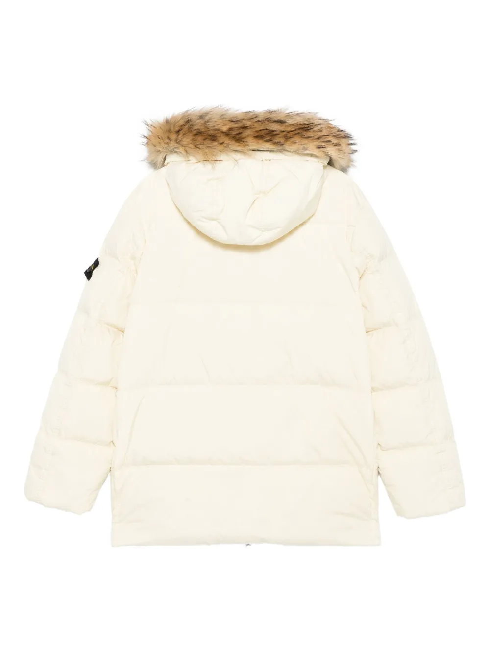 Stone Island Fur-trimmed Puffer Coat In White