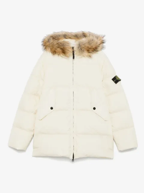 Stone Island Junior fur-trimmed puffer coat