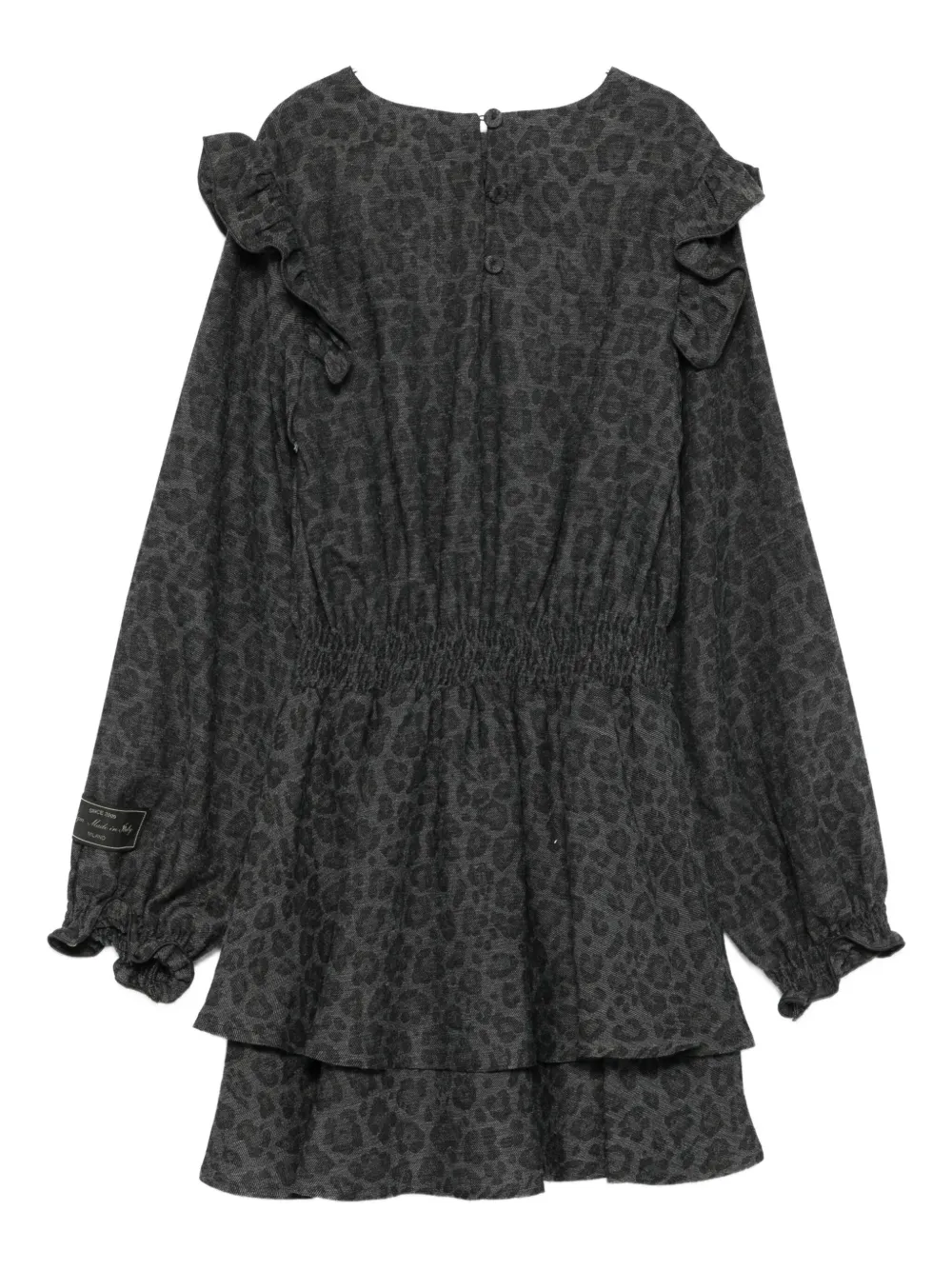 MSGM Kids ruffled leopard-print dress Grijs