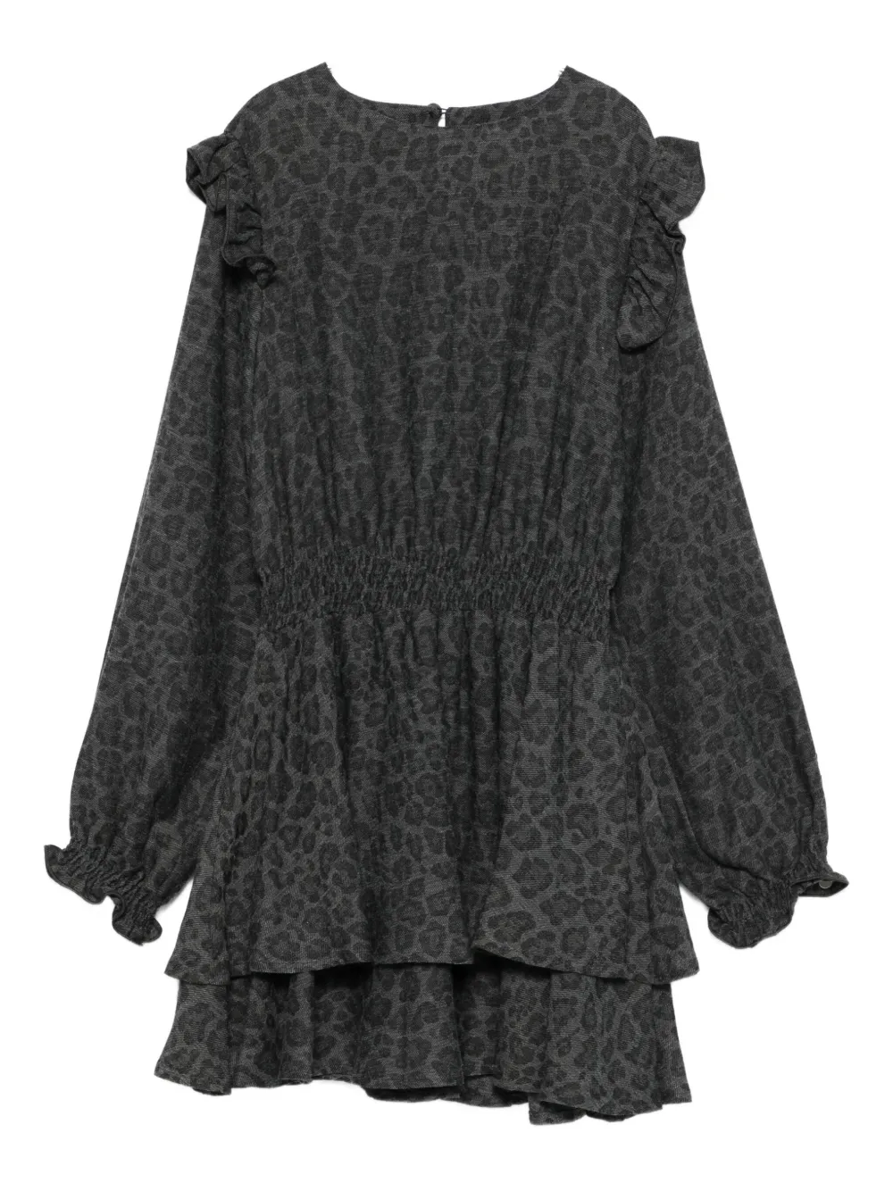 MSGM Kids ruffled leopard-print dress Grijs