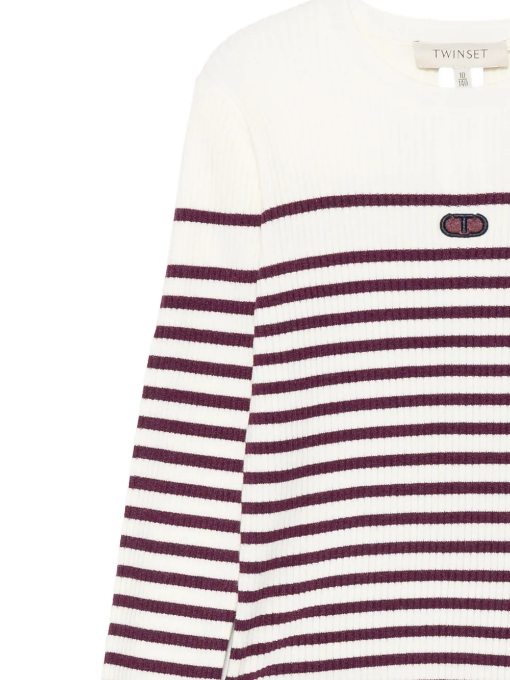 TWINSET Kids Gestreepte geribbelde trui Beige