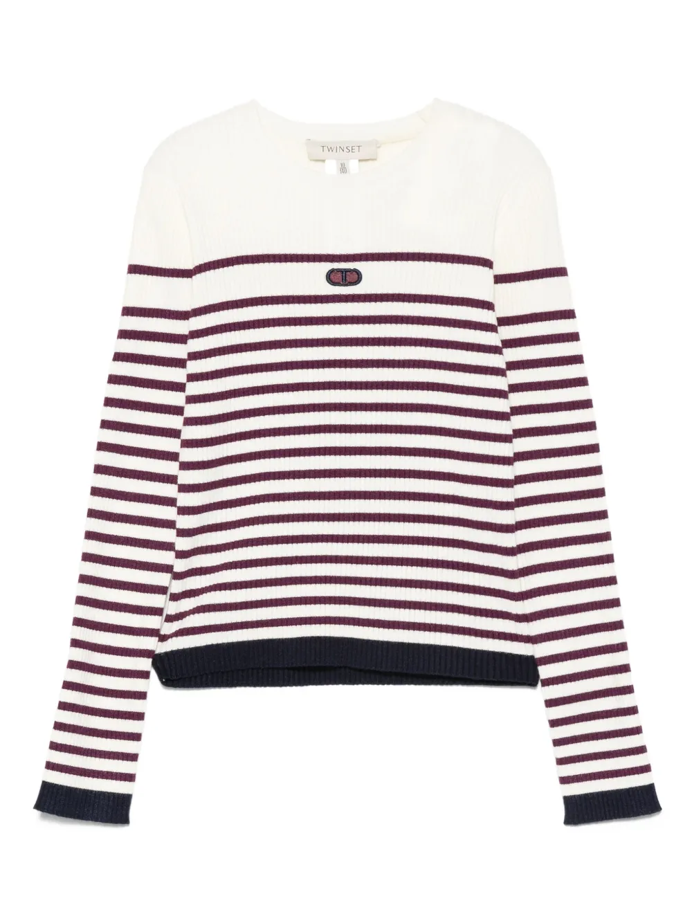 TWINSET Kids Gestreepte geribbelde trui Beige