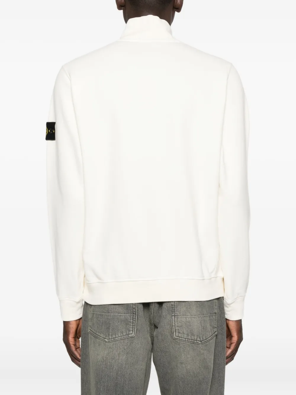 Stone Island Half-zip Logo-patch Sweatshirt In White