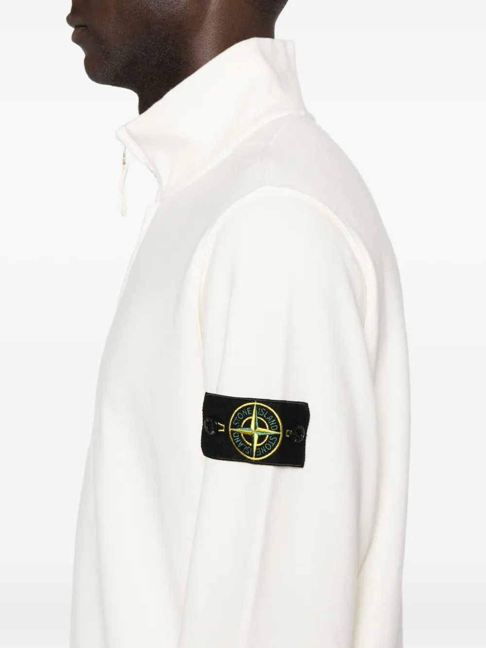 Stone Island Half-zip Logo-patch Sweatshirt In White