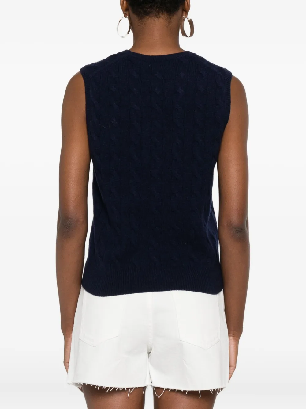Polo Ralph Lauren Sleeveless Top With Woven Knit In Black