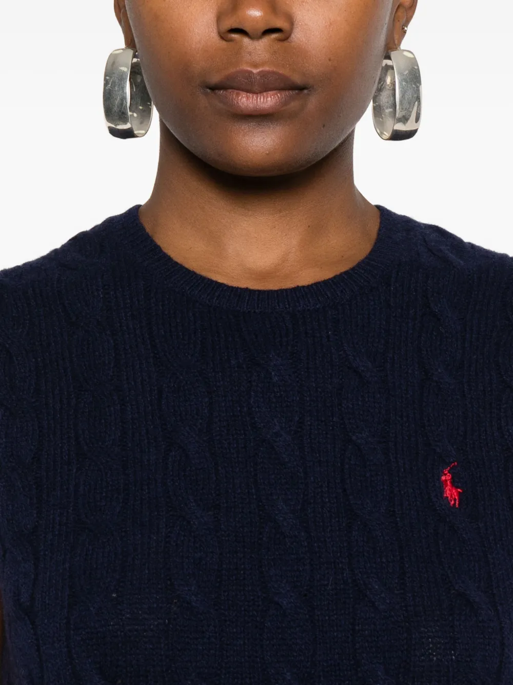 Polo Ralph Lauren Sleeveless Top With Woven Knit In Black